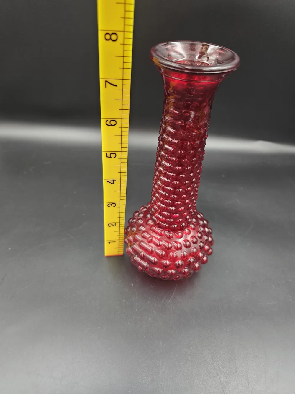 Red Hobnail Bud Vase - Decorative Glass Accent